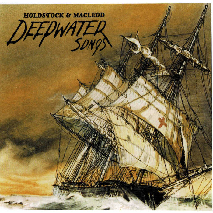 Album cover of a boat leaning over in the ocean. Album is titled Deepwater Songs.